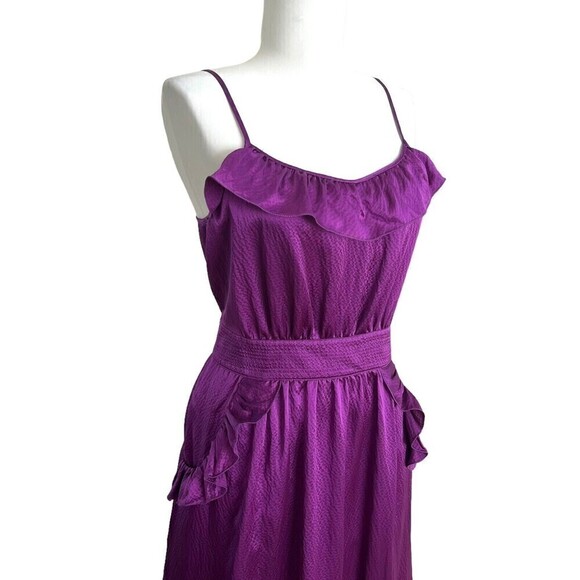 Marc by Marc Jacobs Silk Cocktail summer Mini Dress Purple Ruffled - Picture 3 of 15